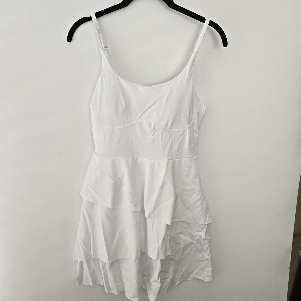 Halara Backless Tiered Ruffle Active Dance Mini Dress White Small NWT - Picture 3 of 10